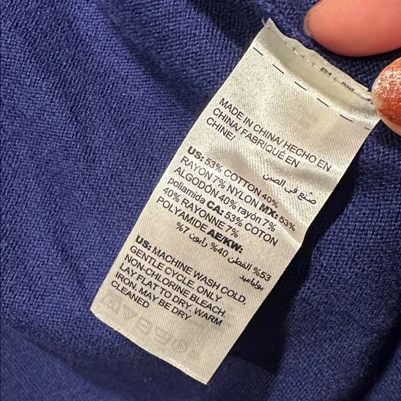 Chico's Women's Navy Blue Shawl Collar Asymmetrical Open Front Cardigan Sz 1/M - Picture 8 of 11